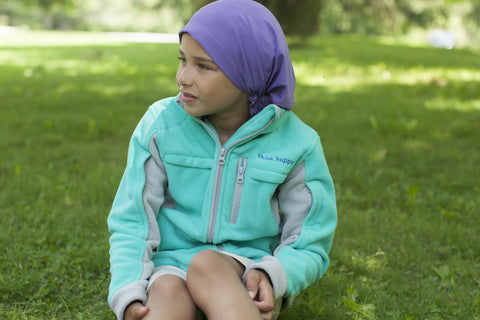 Girls' Teal Chemo Cozy Fleece Jackets with PICC Line and Port Access for Pediatric Cancer Patients undergoing Chemotherapy Infusions